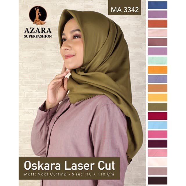 Jual Azara Hijab Segi Empat Oskara Laser Cut Jilbab Polos Segi Empat