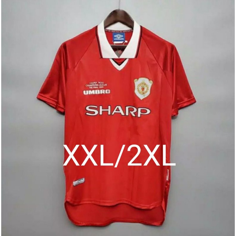 Jual JERSEY MU HOME RETRO FINAL CAMP NOU BIG SIZE XXL 2XL 98 99 1998