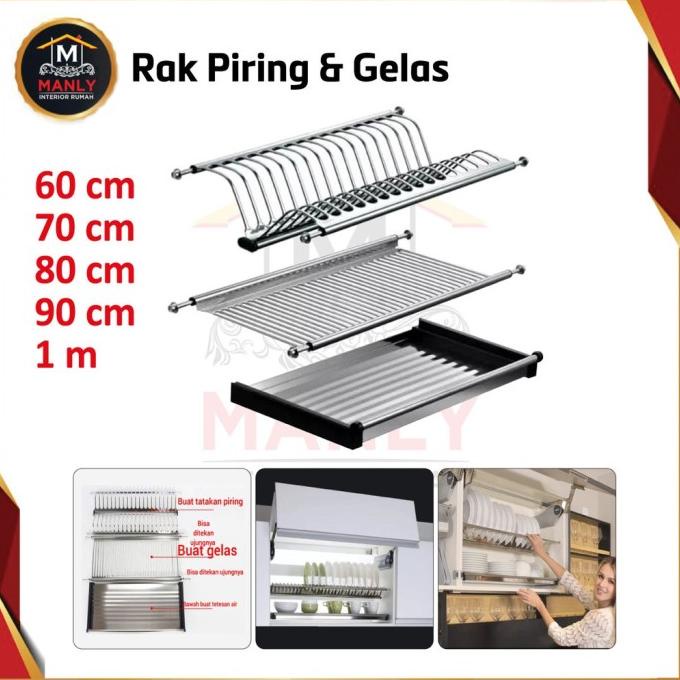 Jual RAK PIRING GANTUNG TATAKAN LEMARI KITCHEN SET STAINLESS STEEL 60