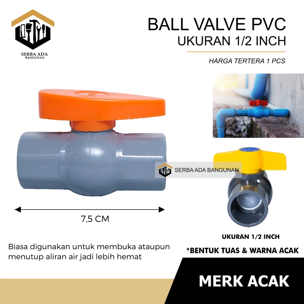 Jual Ball Valve 1 2 3 4 1Inci PVC HPP Stop Kran Pipa Ballvalve PVC 1