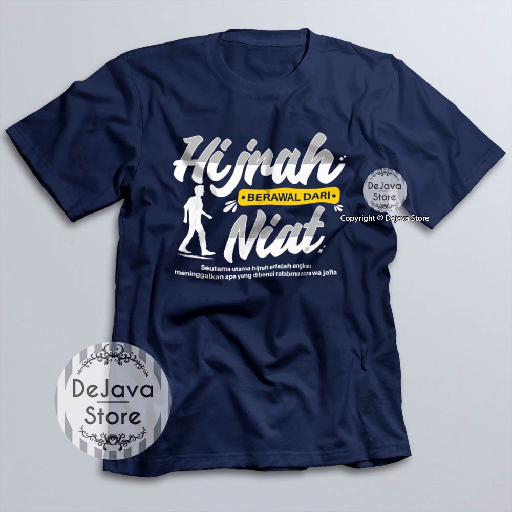 Jual Kaos Dakwah Islami HIJRAH BERAWAL DARI NIAT Baju Distro Muslim