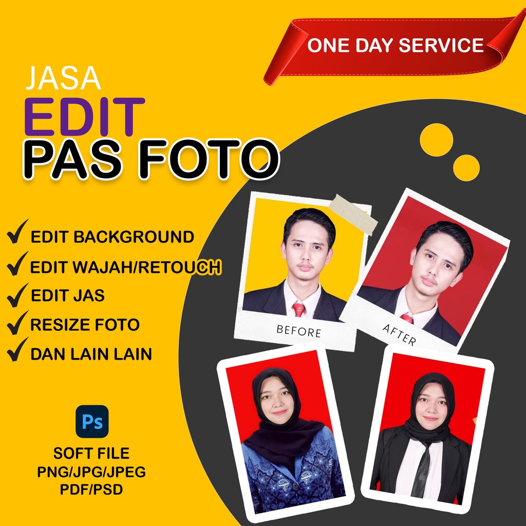 Jual Jasa Edit Pas Foto Ganti Background Retouch Wajah Ganti Jas