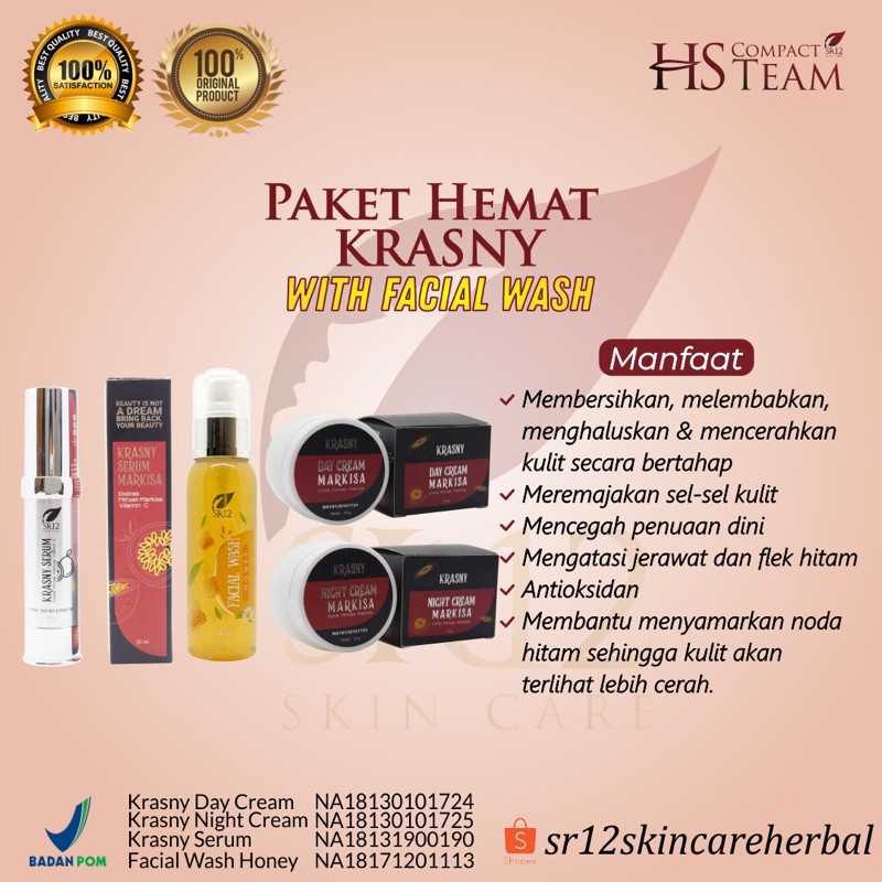 Jual Paket Hemat Krasny Melembabkan Mencerahkan Meremajakan Kulit Wajah