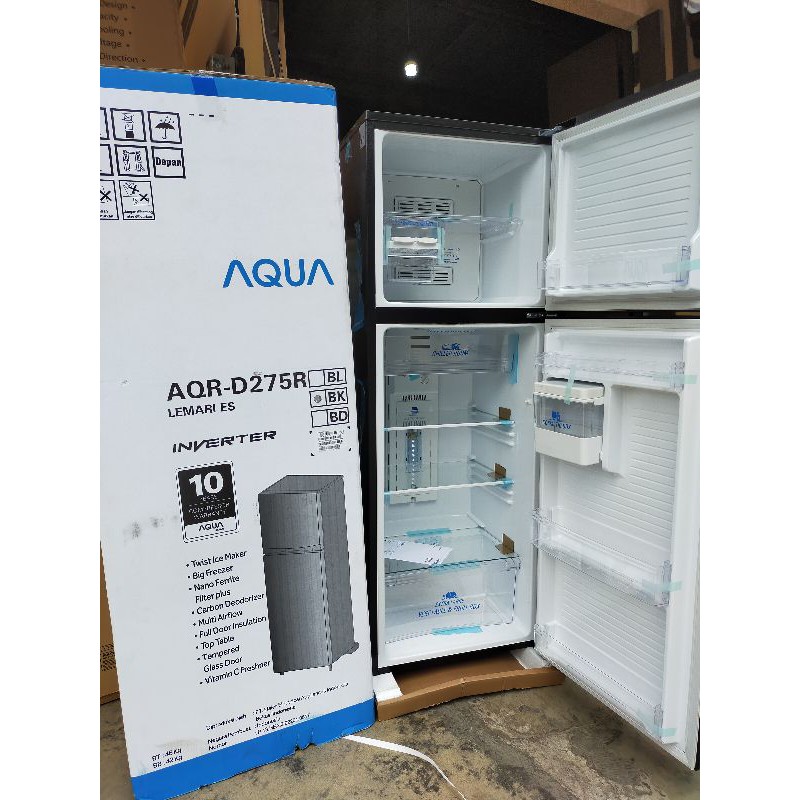 Jual AQUA KULKAS 2 PINTU INVERTER AQRD 275RWBK RBK RBD Shopee Indonesia