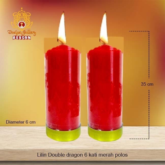 Jual Lilin Candle Puja Sembahyang Double Dragon 6 Kati Merah Polos