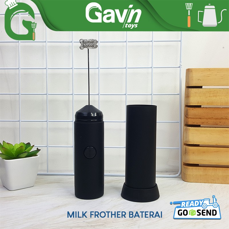 Jual Pembuih Susu Milk Frother Baterai 21cm Hitam Plastik Pengaduk