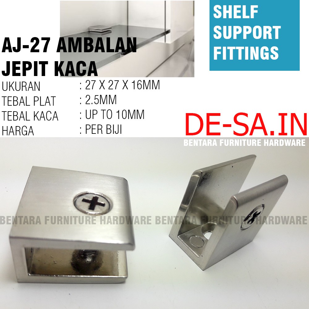 Jual Mm Aj Braket Ambalan Jepit Kaca Kotak Cm Glass Shelf