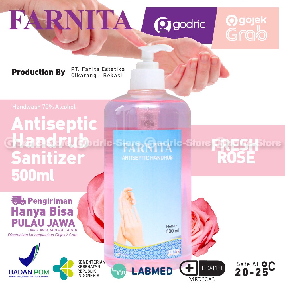 Jual FARNITA Hand Sanitizer 500ml Antiseptic Rub Pembersih Tangan BPOM