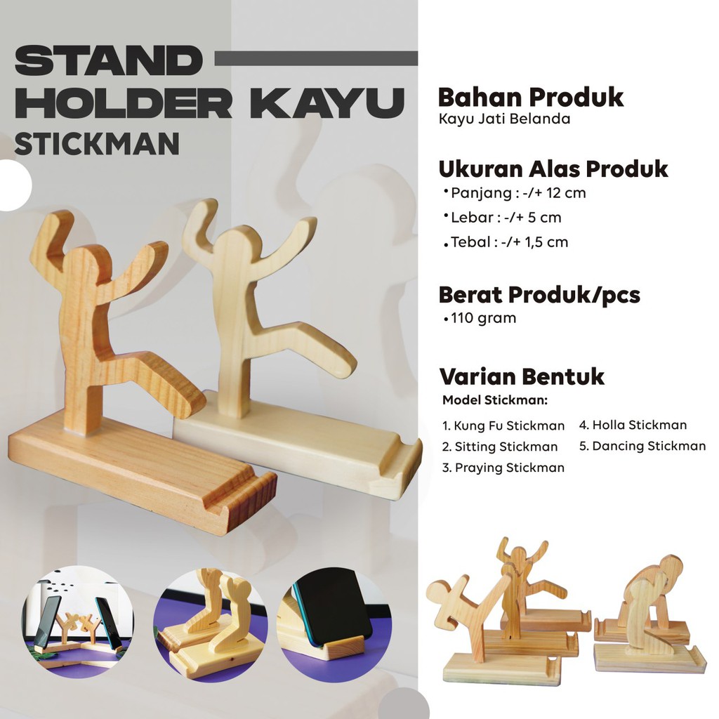 Jual Stand Holder Kayu Jati Belanda Bentuk Stickman Lucu Dan Unik