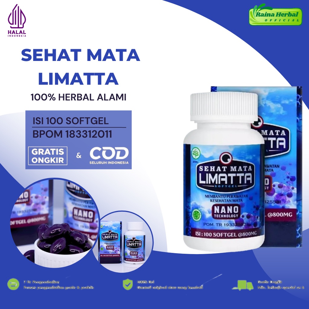 Jual Raina Herbal Sehat Mata Limatta Original Isi 30 Softgel Shopee