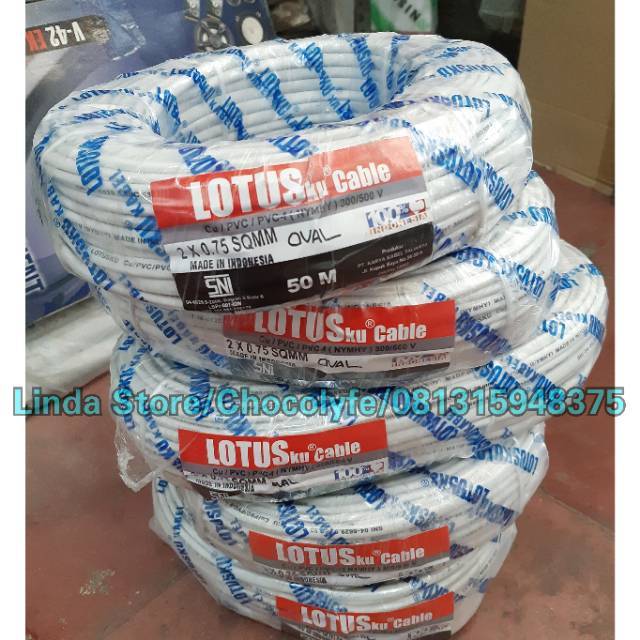 Jual KABEL LISTRIK LOTUS 2x0 75 50M NYMHY SUDAH SNI KABEL PIPIH