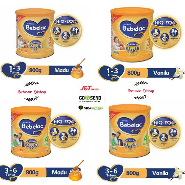 Jual BEBELAC 3 4 HiQ EQ 800gr VANILLA MADU SUSU BALITA SUSU BAYI