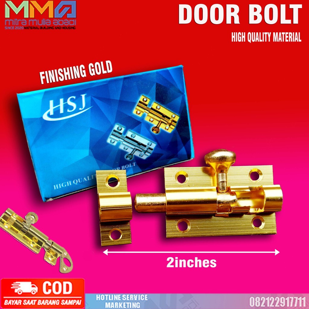 Jual Slot Pintu Kuning Barrel Bolt Jendela Plat Tebal Grendel Inci