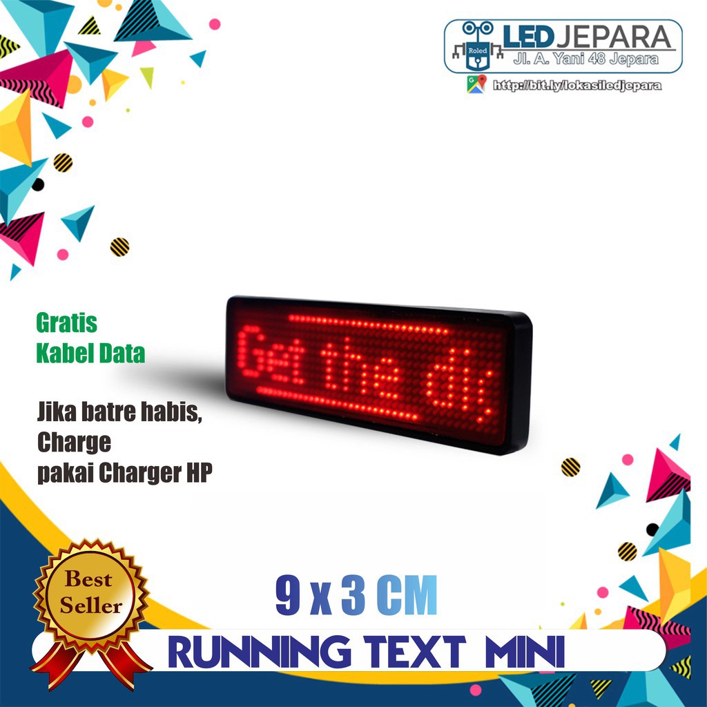 Jual XV52 LED BADGE PAPAN NAMA LED BERJALAN RUNNING TEXT MINI NAMETAG