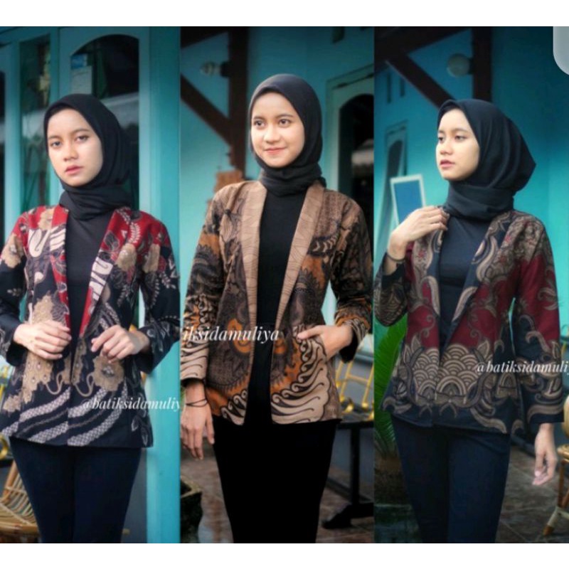 Jual Baju Batik Blazer Blouse Outer Seragam Kerja Seragam Kantor Model