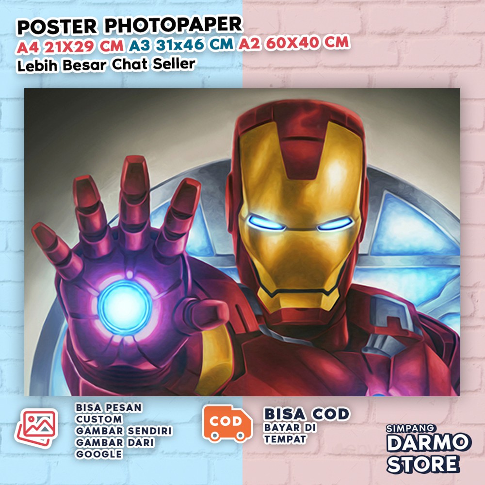 Jual Poster Ironman Hiasan Dinding Marvel Superhero Pahlawan Super