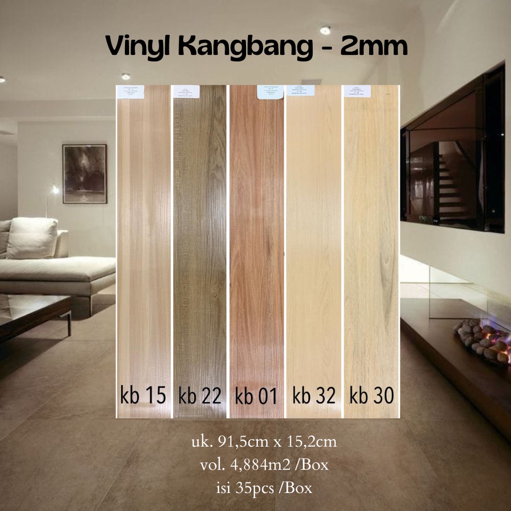 Jual Vinyl Plank Kangbang Lantai Motif Kayu Bahan Pvc Tebal Mm