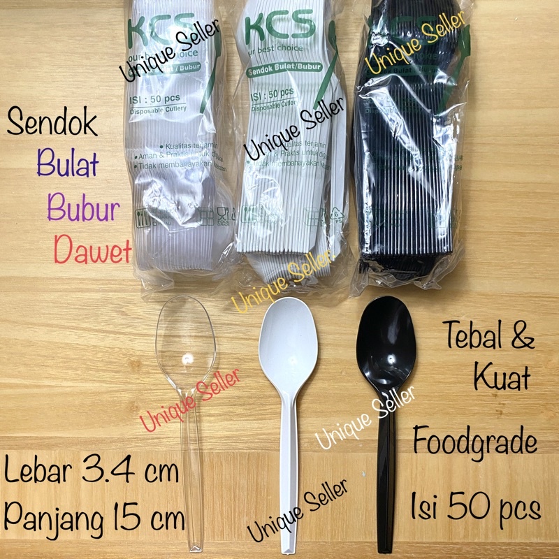 Jual Isi Sendok Bulat Plastik Kcs Hitam Putih Bening Sendok Bubur