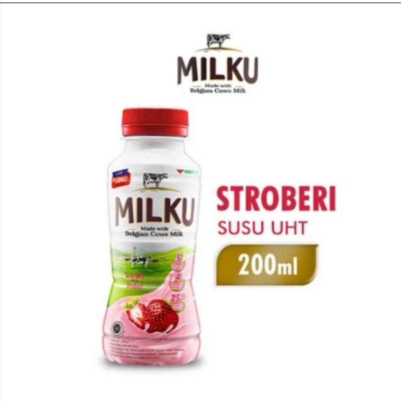 Jual Milku Susu Uht Coklat Strawberry Botol Ml Shopee Indonesia