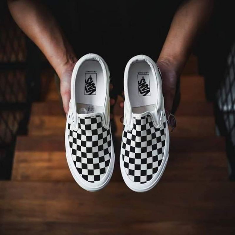 Jual VANS VAULT OG SLIP ON LX CHECKERBOARD BLACK WHITE Shopee Indonesia