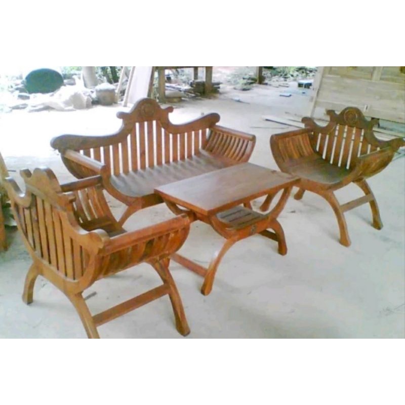 Jual KURSI TERAS KURSI JATI FURNITURE TERAS YUYU SANDAR KURSI TERAS