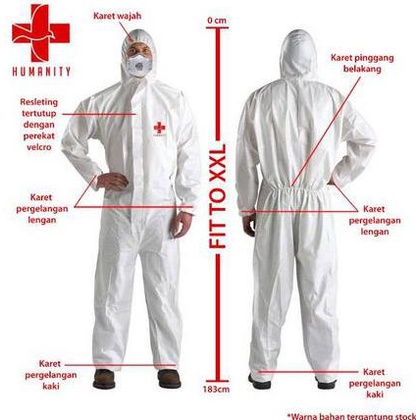 Jual Baju Apd Hazmat Suit Humanity Bisa Dicuci Pakai Ulang Putih L