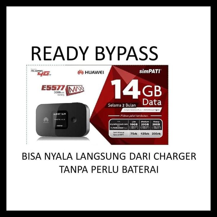 Jual Mifi Bypass 4G Huawei E5577 Max 3000Mah Unlock Free Telkomsel 14Gb