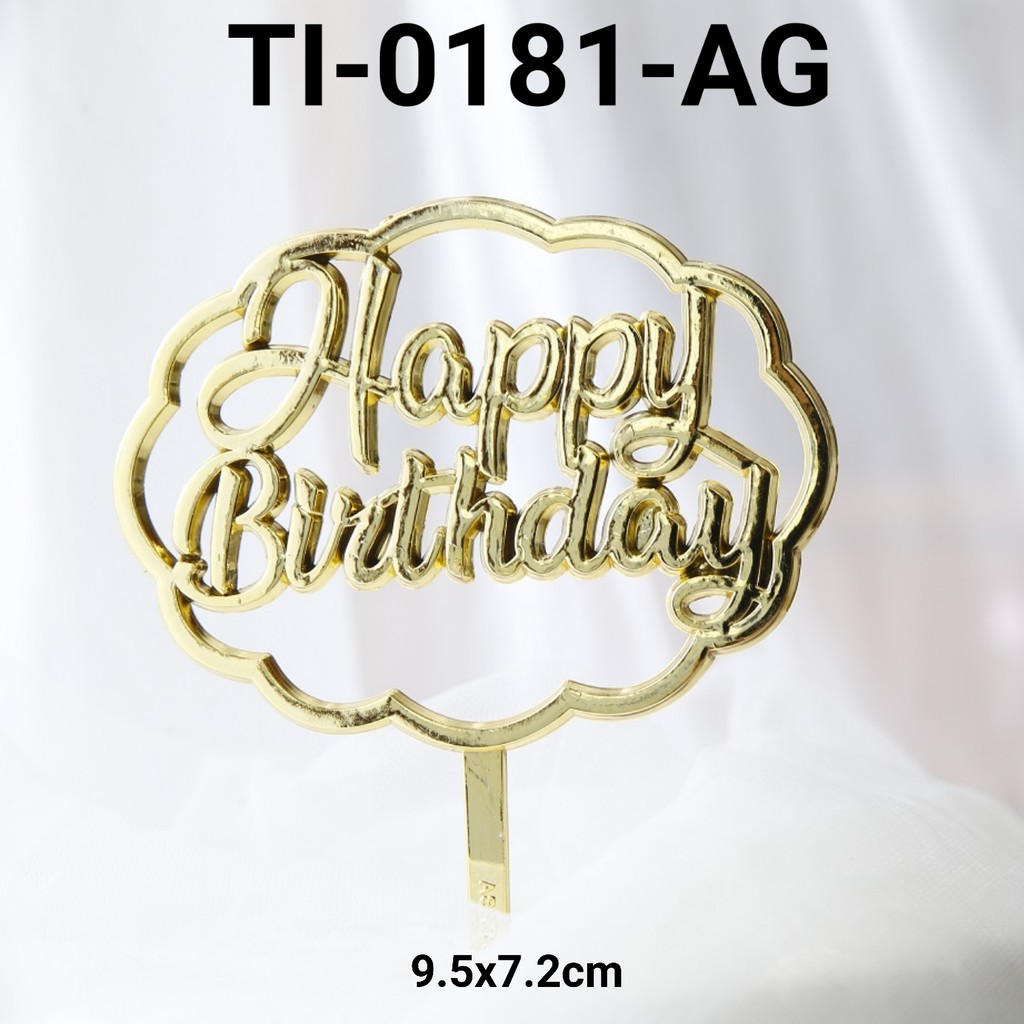 Jual Ti Ag Cake Topper Tulisan Kue Tart Happy Birthday Emas Gold