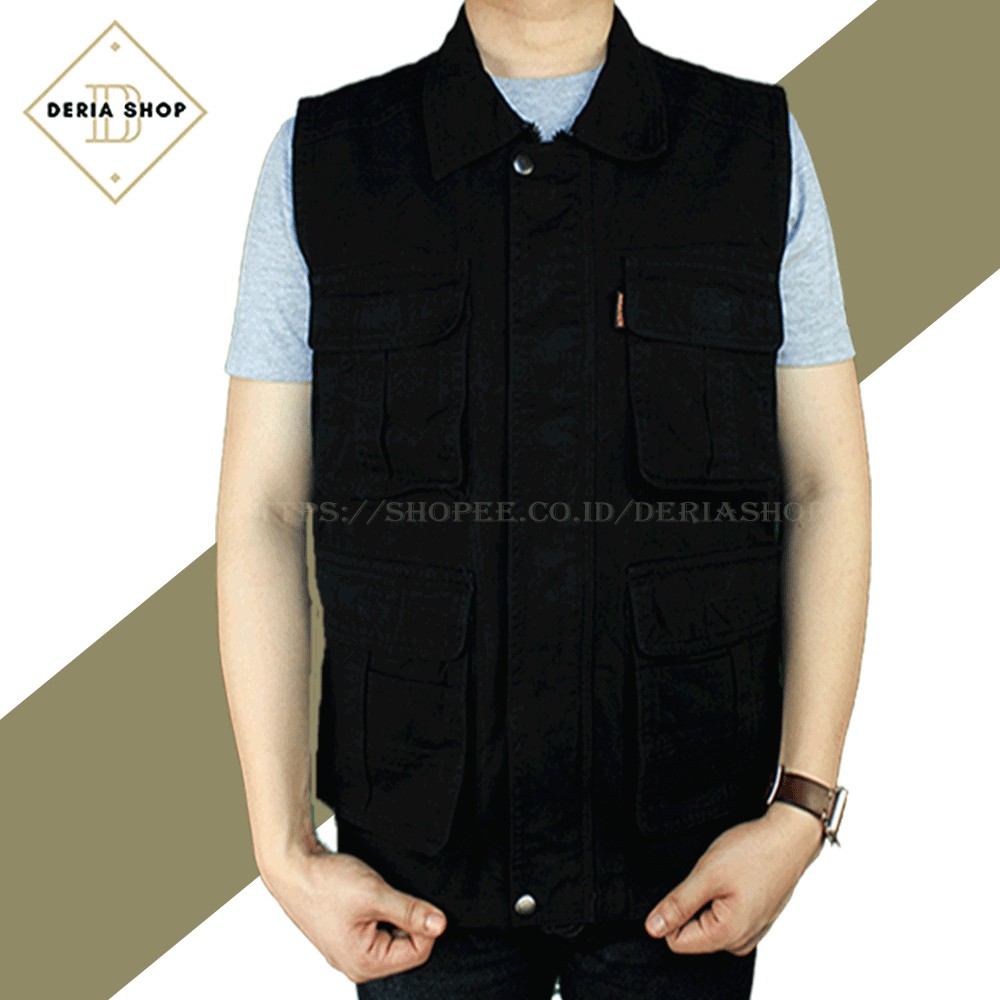 Jual Rompi Outdoor Casual Safety Pria Polos Kanvas Twill Body Vest