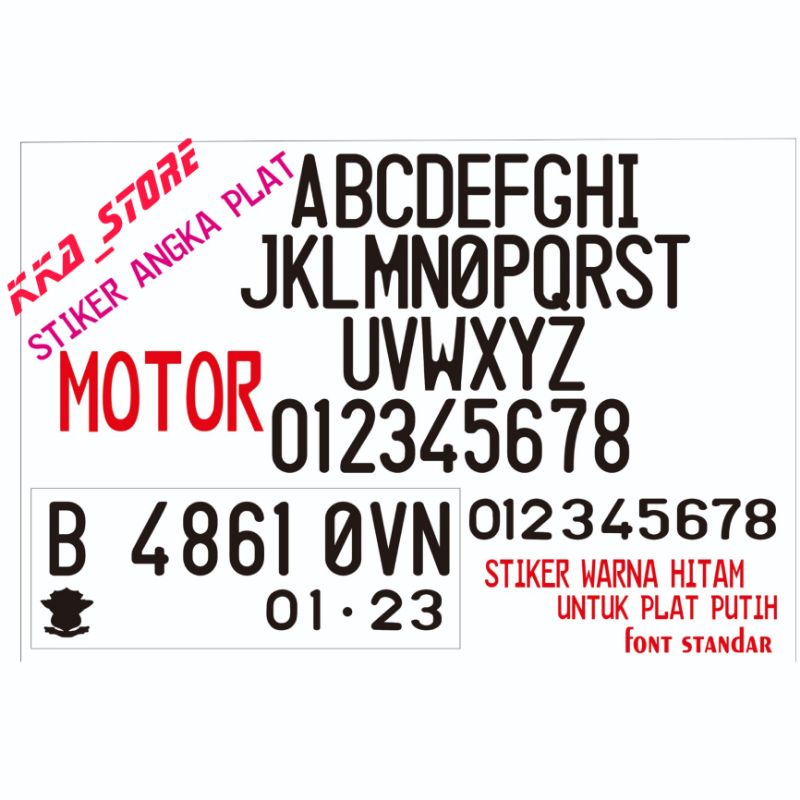 Jual Stiker Cutting Sticker Plat Nomor Nomer Kendaraan Bermotor Hurup