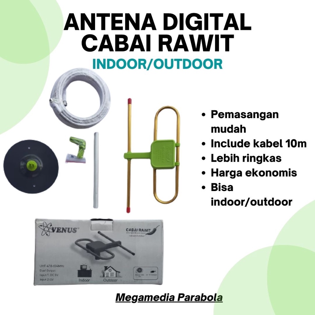 Jual Antena Tv Digital Analog Venus Cabai Rawit Indoor Outdoor Plus