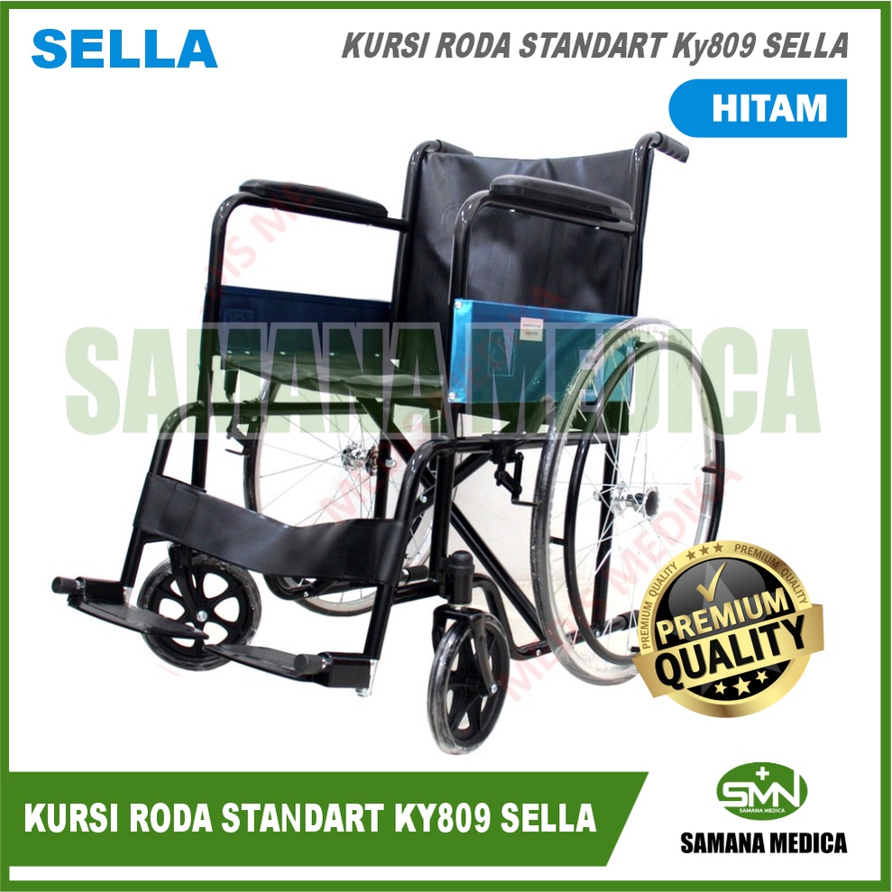 Jual Kursi Roda Standar Rumah Sakit Sella Ky Black Steel Rangka Cat