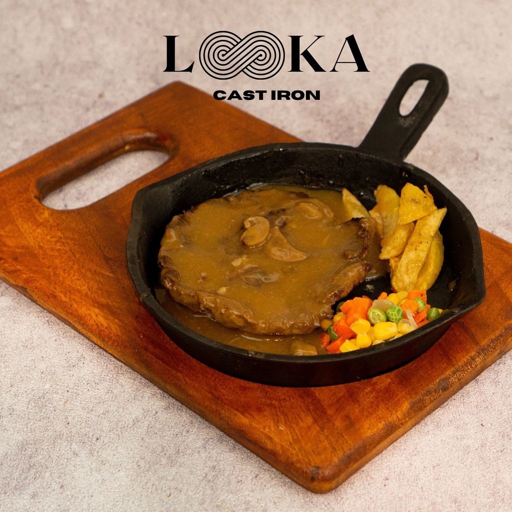 Jual Looka Cast Iron Hot Plate Steak Piring Steak Frying Pan Shopee