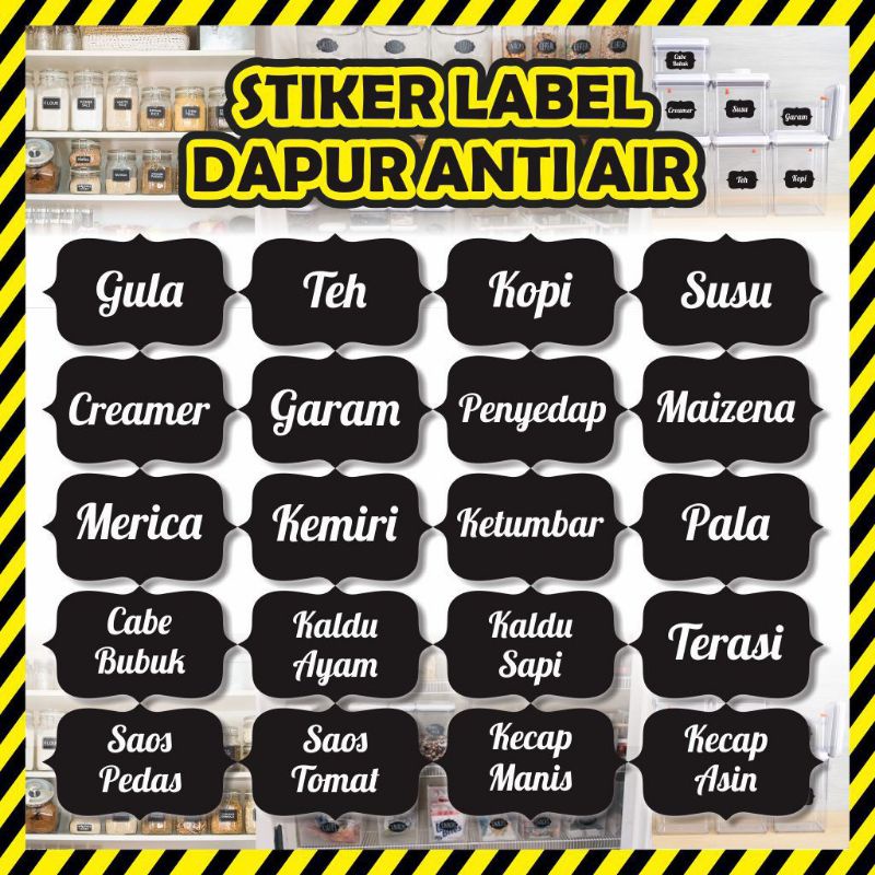 Jual Stiker Label Botol Toples Nama Bumbu Dapur Tulisan Waterproof Anti