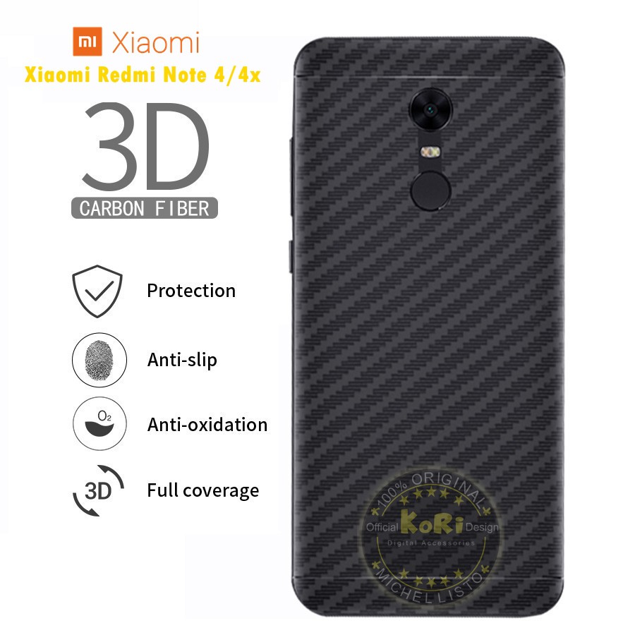 Jual Garskin Carbon Xiaomi Redmi Note 4 4x Skin Back 3D Film Premium