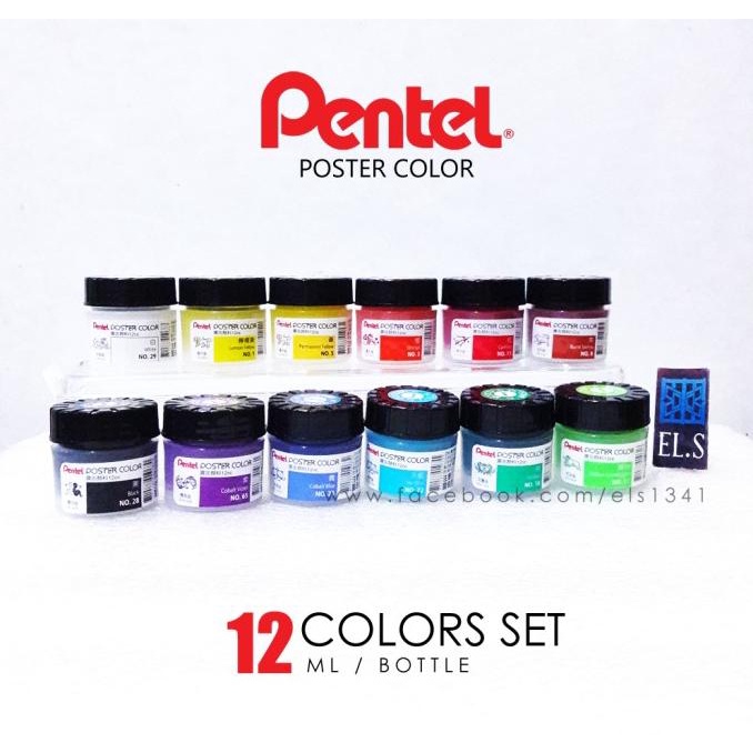 Jual Pentel Poster Colors Set Warna Ml Cat Poster Shopee