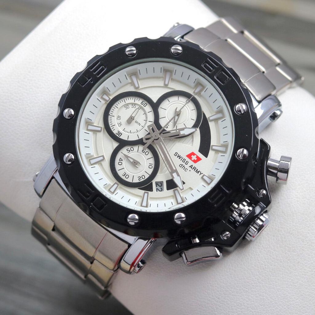 Jual Jam Tangan Pria Swiss Rantai Army Jam Tangan Pria Crono Tanggal