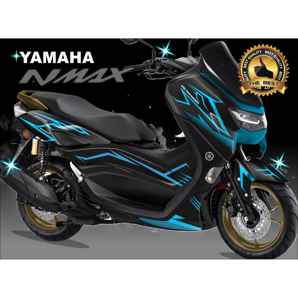 Jual Decal Nmax New 2021 Black Karbon Garis Biru Sticker Nmax Full