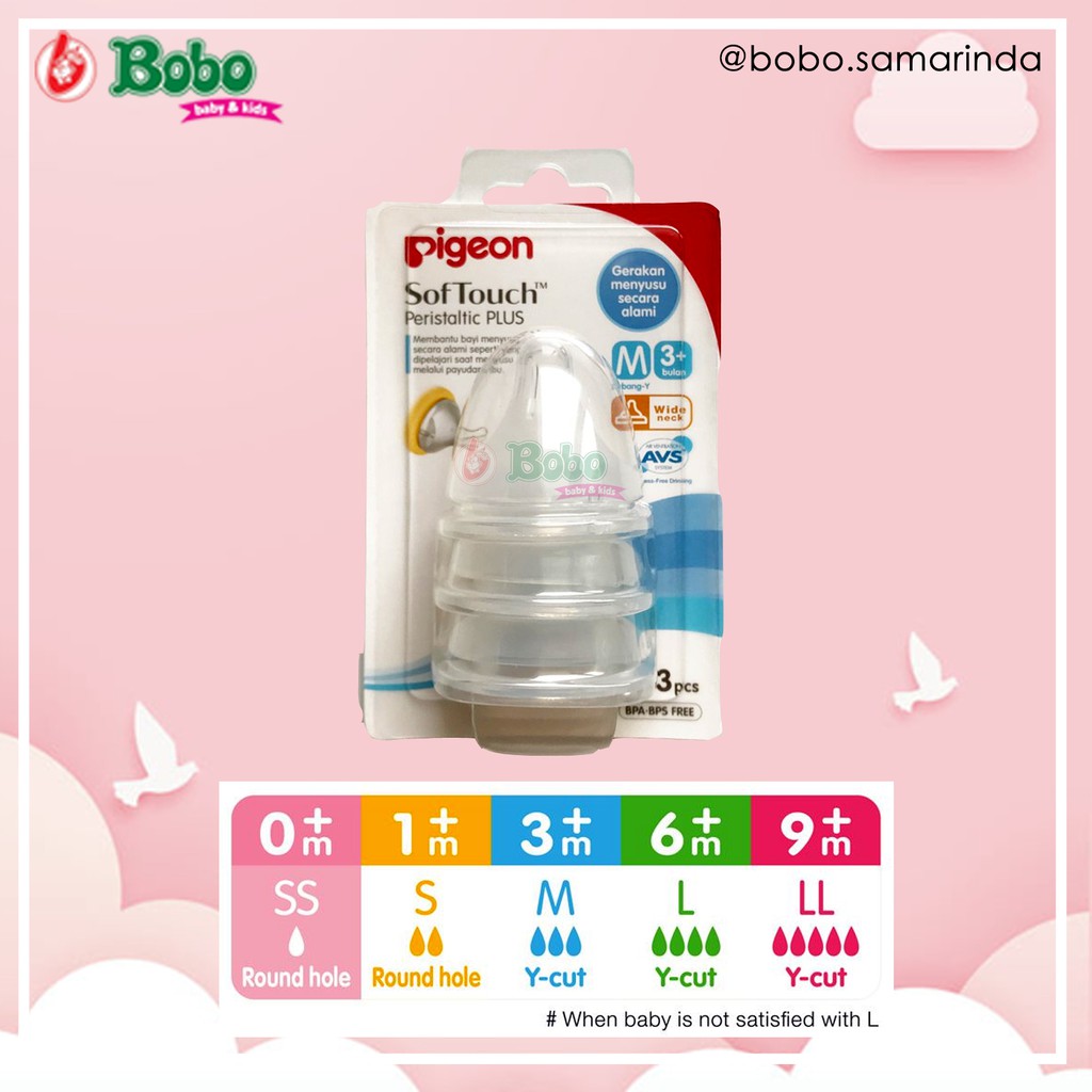 Jual Pigeon Peristaltic Plus Nipple Wide Neck Isi Dot Bayi Dot