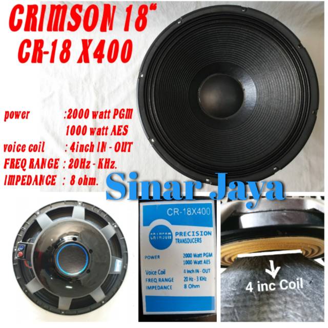 Jual Speaker Woofer 18 INCH Crimson CR 18 X400 700watt Shopee Indonesia