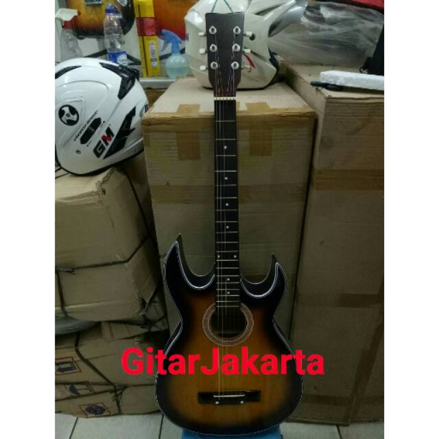 Jual Gitar Akustik Merk Yamaha Model Metal Tanduk Warna Sunburst Buat