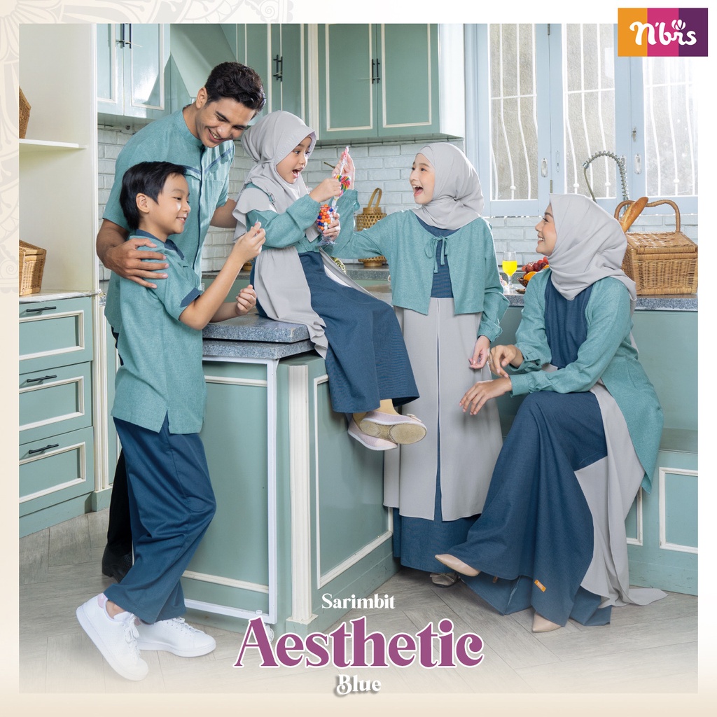 Jual NIBRAS SARIMBIT AESTHETIC BLUE Baju Muslim Couple Copel Kopel