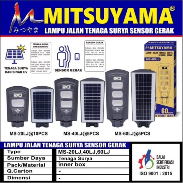 Jual Lampu Jalan LED Solar Panel 20 40 60 Watt Tenaga Surya Sensor