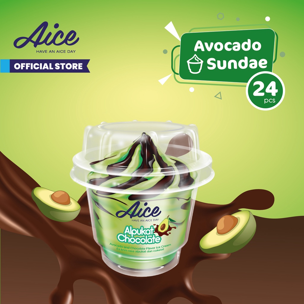 Jual Aice Ice Cream Avocado Sundae Cup Karton Pcs Shopee