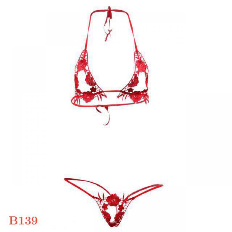 Jual B Bra Set Seksi Bikini Bralette Halter Open Cup Crotchless