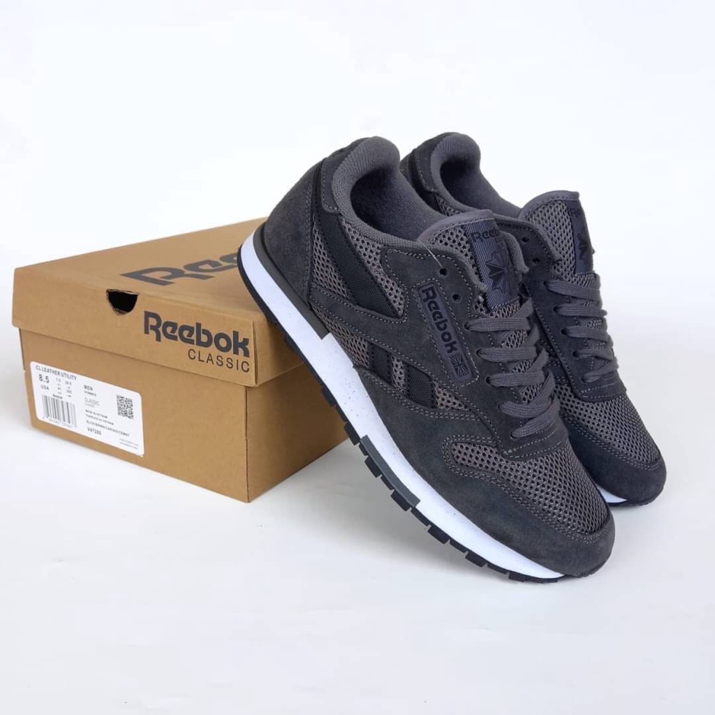 Jual Sepatu Reebok Reebook Rebok Cl Classic Leather Carbon Dark Grey