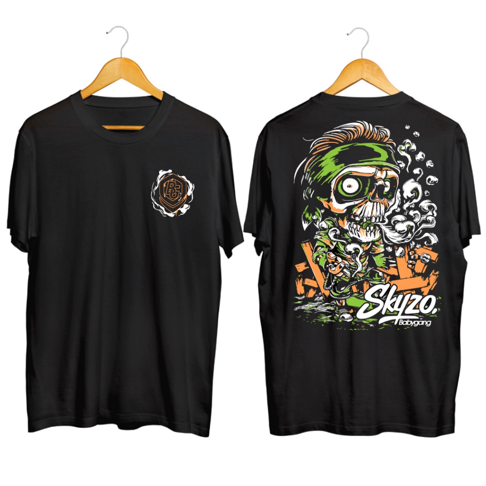 Jual Kaos Skyzo Babygang Skull Smoke Kaos Tengkorak Kaos Distro T