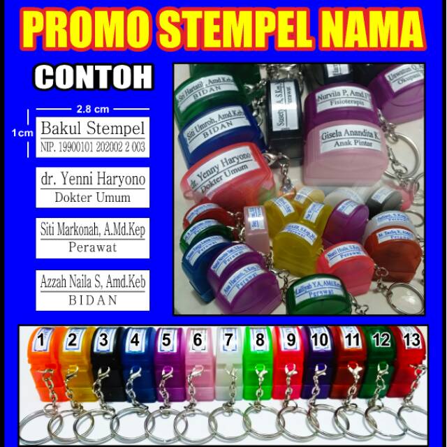 Jual STEMPEL NAMA DOKTER NIP SIP BIDAN PERAWAT 10 X28 MM Gantungan