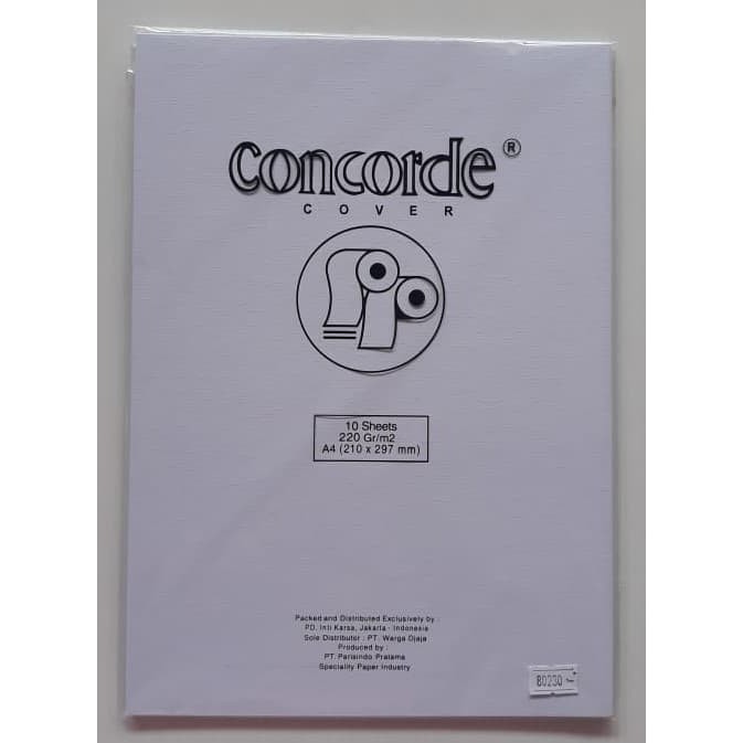 Jual Kertas Sertifikat Kertas Concorde 220 Gr A4 80230 L White