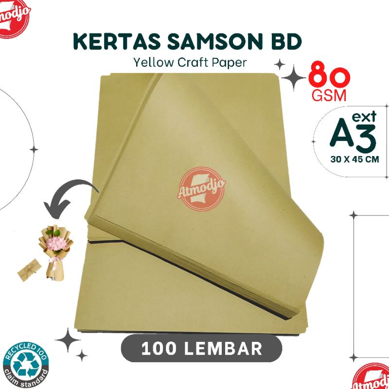 Jual Kertas Samson Kraft BD 80g A3 Isi 100 Lembar Kertas Pembungkus